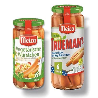 Imagem de Salsichas Vegetarianas 200g e Salsichas Vegetarianas Hot Dog 300g - Meica (Total 500g)