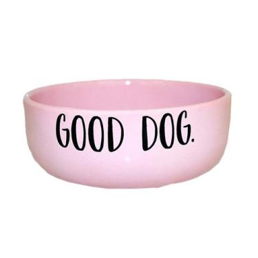 Imagem de Comedouro Pet Injet Cerâmica Good Dog Rosa para Cães - 390ml