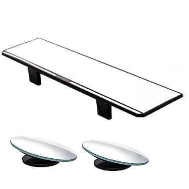 Imagem de Kitbest Espelho retrovisor, espelho retrovisor panorâmico com clipe interno para reduzir o ponto cego de forma eficaz – Espelho universal grande angular para carro – plano – para carros, SUV, caminhões (bônus 2 peças de espelhos de ponto cego)