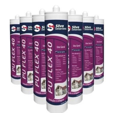 Imagem de Kit PU 40 Veda Calha Silicone Selante 400g Cinza 5unid - Silva Selante