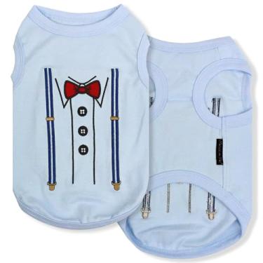 Imagem de Parisian Pet Camiseta para cachorro – Camisa de smoking com suspensório – Roupas respiráveis e leves para meninos – Camisetas sem mangas para cães médios – Lavável na máquina