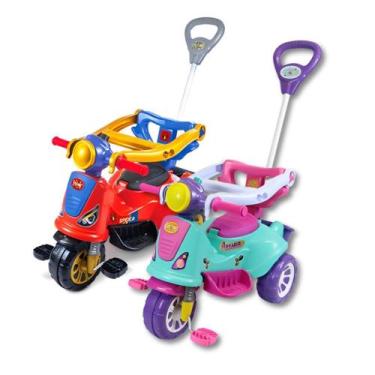 Imagem de Triciclo Infantil Com Haste E Barra De Proteção Avespa Carrinho De Pas