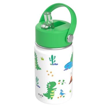 Imagem de OISIZ Garrafa de água infantil com tampa de canudo 283 g, garrafas de água de aço inoxidável 316 isoladas a vácuo para crianças para escola, garrafa de água à prova de vazamento, livre de BPA e manter
