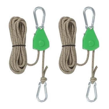 Imagem de PATIKIL 2 peças cabides de corda ajustáveis, 1/20.3 cm x 4.0 m Ratchet Grow Light Hangers Refletivo Reforçado Interno Catraca Engrenagem Ratchets para pendurar caiaque, verde