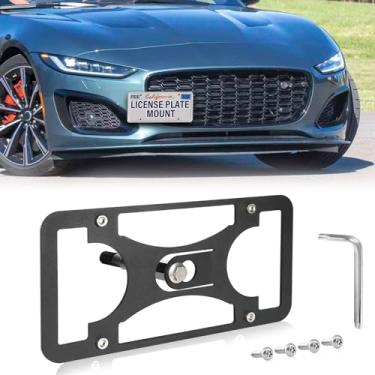 Imagem de Moldura frontal sem furadeira compatível com Jaguar F-Type 2014-2024 Suporte de montagem de gancho de reboque para placa de carro antifurto Capas de etiqueta de carro à prova de ferrugem, acessórios