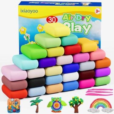 Imagem de Modelagem Air Dry Clay Ixiaoyoo em 30 cores para crianças com ferramen