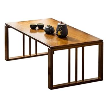 Imagem de Mesa de centro dobrável de bambu ecológica, estilo tatami, janela salediça, mesa de centro baixa, mesa de chá pequena para casa, para sentar no chão, cama, mesa para computador portátil
