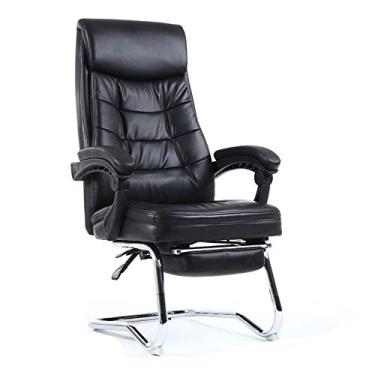 Imagem de UISLA Mesa de couro PU com encosto alto para computador, com apoio para os pés, reclinável, arco de escritório, bolsa de assento de mola embutida, computador ergonômico para escritório, sala de