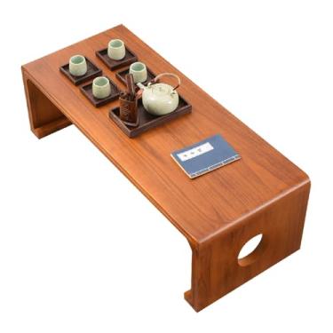 Imagem de Mesa de centro criativa de madeira maciça para quarto, cama, varanda, mesa de centro, estações de trabalho de escritório feita de madeira maciça e estável para muitas ocasiões (Cor: Cor teca, Tamanho: