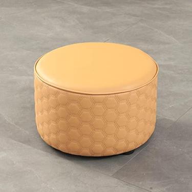 Imagem de Banqueta dobrável, banquinho para pés otomanos, banquinho redondo de couro, banco de troca de sapatos, banquinho de puffe, para sala de estar, cozinha, quarto, varanda, banco de descanso,