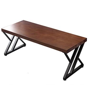 Imagem de 5sssallefaa Mesa de escritório simples de madeira maciça com pernas de metal, mesa de computador de luxo para escritório em casa, mesa de conferência, mesa de estudo (5 cm 200 x 80 x 75 cm) (5 cm 160