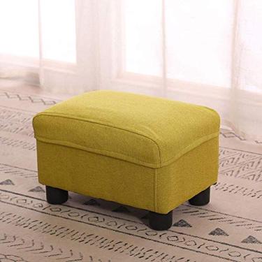 Imagem de Banqueta dobrável, banquinho para pés de otomano, banquinho pequeno, tecido otomano, 4 pernas, antiderrapante, pés de madeira maciça, moderno, casa, sala de estar, quarto, banco retangular com assento