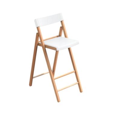 Imagem de Banqueta Dobrável Alta com Encosto Tramontina Potenza Branca Madeira Tauari Natural