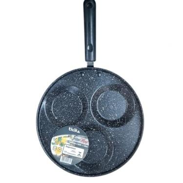 Imagem de Frigideira Antiaderente com 3 Divisórias, Preta, Para Ovos,Fritadeiras e Frigideiras - 23cm