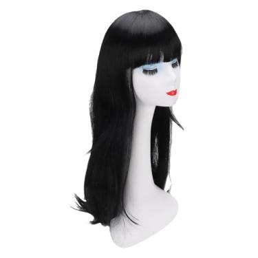 Imagem de TARSHYRY Peruca Preta Longa e Reta Com Franja, Cabelo Macio e Sedoso, Fibra Sintética de Alta Temperatura de Fácil Manutenção, Com Comprimento Moderno de 70 Cm, para Festa de Cosplay, (Preto)