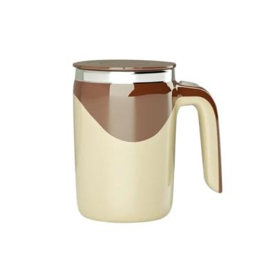 Imagem de Caneca Magnética Aço Inox Misturadora Automática de Bebidas 380ml, Bateria Recarregável USB, Base Antiderrapante, Copo Elétrico Mixer de Café, Leite em Pó, Shakes, Whey Protein, Achocolatado (Marrom)
