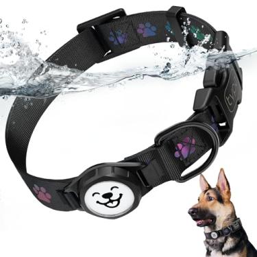 Imagem de Coleira de cachorro Air Tag, IP67 à prova d'água para coleira de ar (GG, preta)