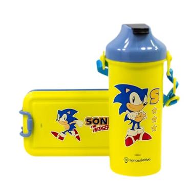 Imagem de Zonacriativa – Kit Lunch Box Sonic | Marmita 620ml com Talher + Copo 500ml com Canudo e Alça | Prático, Reutilizável e Perfeito para a Hora do Lanche