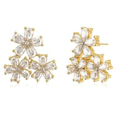 Imagem de NECOCY Brincos de orelha banhados a ouro 14K Star para mulheres, não perfurados, banhados a prata, delicados, com clipe na cartilagem, não furado, moderno CZ Northstar Starburst, ajustável, cintilante