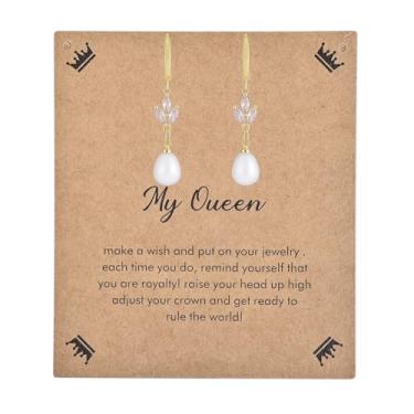 Imagem de Brincos requintados banhados a ouro 14K com pérolas pendentes delicadas e pedras de zircônia cúbica brilhantes, projetados para elegância de casamento e presentes atenciosos para mulheres, universal