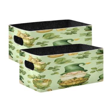 Imagem de xigua Conjunto de 2 caixas de armazenamento em aquarela St Cubo de armazenamento dobrável, organizador de cestas de armazenamento para livros, prateleiras, armário, lavanderia, berçário