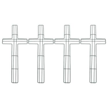 Imagem de DOITOOL Moldura de guirlanda de arame: 4 peças em forma de cruz em forma de guirlanda de fio de metal em forma de cruz para projeto de artesanato de igreja de Natal, Natal, igreja, faça você mesmo