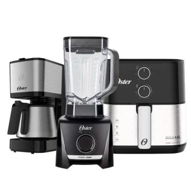 Imagem de Kit Black Inox Oster - Fritadeira - Liquidificador - Cafeteira - 110V