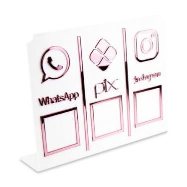 Imagem de Display Placa 3 em 1 Redes Sociais  Pix Instagram Qr Code Branco - Art