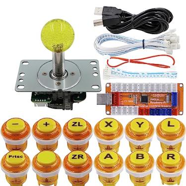 Imagem de SJ@JX Lâmpada de controle de LED Arcade Game Codificador USB Gamepad Cherry MX Microswitch Botão de luz 4-8 vias Joystick LED para Nintendo Switch PC PS3 Raspberry Pi MAME