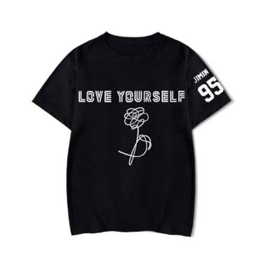 Imagem de Camiseta JIN Su-ga V Jimin Jungkook J-Hope RAPMONSTER Camisetas modernas Love Yourself algodão manga curta, 5, P