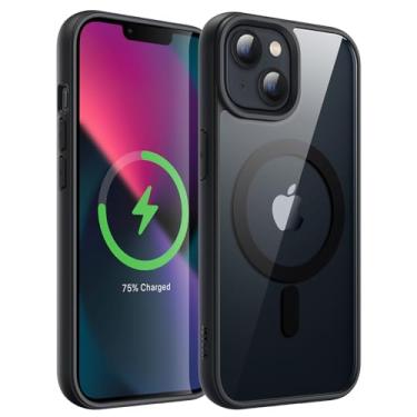 Imagem de JETech Capa Magnética para iPhone 13 mini 5,4 Polegadas Compatível com MagSafe, Case Protetora à Prova de Choque, Moldura de TPU Fosco, Capinha Parte Traseira Transparente Antiarranhões (Preto)