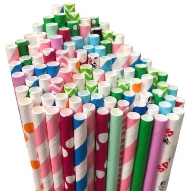 Imagem de Kit 200 Canudo Colorido Papel 6mm Biodegradável Drink Bebida - NLS, Ca
