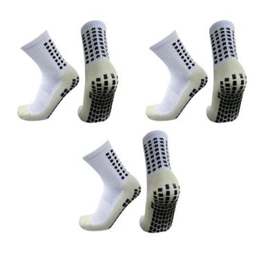 Imagem de Kit 3 pares Meia Antiderrapante Futebol Esportivo Profissional Meião T