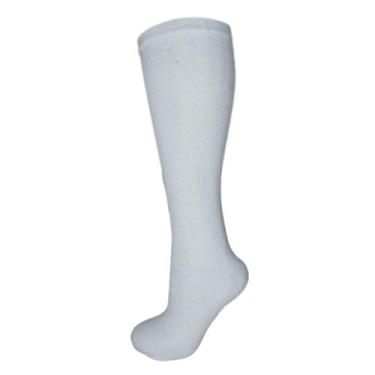 Imagem de 1 Par Meião Futebol Futsal Infantil Juvenil Atoalhada Branco Preto Ver