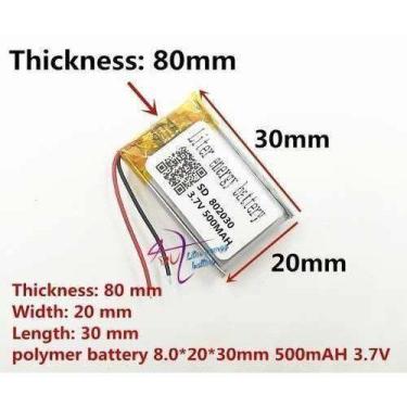 Imagem de (2pcs) Bateria 3,7v 500mah  8mm X 20mm X 30mm - bgb