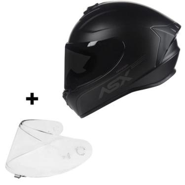 Imagem de Capacete Asx Moto Preto Fosco Masculino Feminino + Viseira, 56