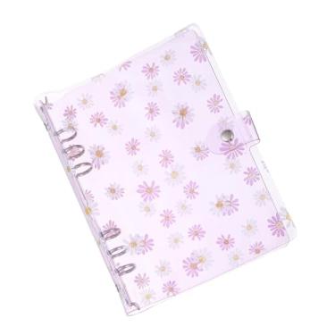 Imagem de PATIKIL A5 Capa de fichário transparente de flores, protetor de folha solta de PVC macio, capa de caderno recarregável com fecho de botão de pressão para pasta de caderno de reuniões faça você mesmo,