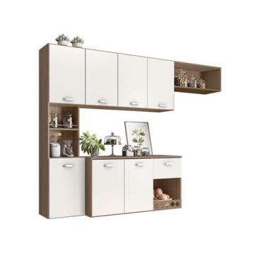 Imagem de Cozinha Suspensa 7 Portas 1 Gaveta Com Nichos Luisa Carvalho Oak/Off W