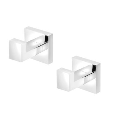 Imagem de Kit 2 Porta Toalha Cabide Quadrado Metal Cromado P/Banheiro