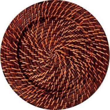 Imagem de Sousplat rattan mundiart redondo 32x32x1,5cm marrom escuro