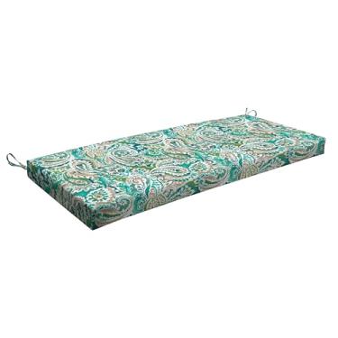 Imagem de Honeycomb Essentials Almofada de banco para ambientes externos, 111,8 x 45,7 cm, Geneva Paisley Turquesa Almofada para cadeira de pátio