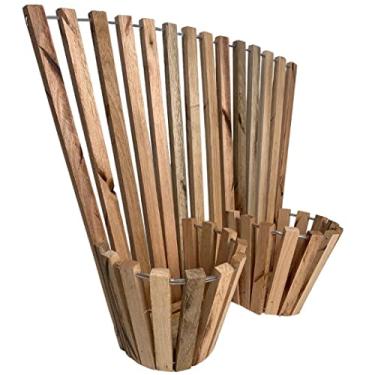 Imagem de Vaso Cachepot Parede de Madeira Tipo Leque Duplo Orquídeas