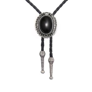 Imagem de Joxevyia Gravata Bolo de Pedra Turquesa com Corda de Couro Gravata Cowboy Ocidental Acessório Unissex Presente de Padrinhos para Ele, adjustable