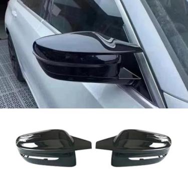 Imagem de Capa de proteção traseira para carro compatível com 3 séries G20 G28 2020-2022 Kit de carroceria de acabamento de capa de espelho lateral acessórios para carro (preto brilhante)