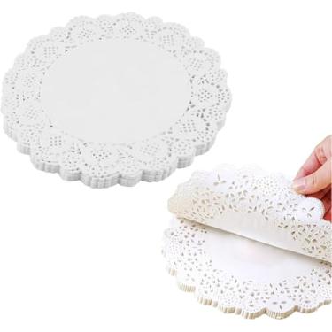 Imagem de Doilies de papel de renda branca para decoração de casamento, festa do dia dos namorados, pacote com 100 (redondo de 30 cm)