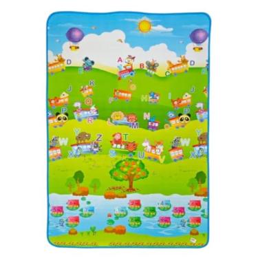 Imagem de Tapete Infantil de Atividades Macio Dupla Face Térmico Dobrável Colorido Estampas Divertidas 180x120 cm (Bichinhos e letras)