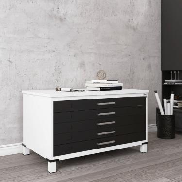 Imagem de Mapoteca Mont 5 Gavetas 71,3cm X 120,4cm Aço Branco/Preto