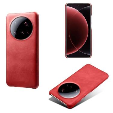 Imagem de Capa para Xiaomi 15 ULTR,Proteção contra quedas,Casca de volta de cor sólida simples,Design de couro de imitação de plástico-Red