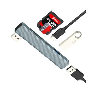 Imagem de Hub USB divisor de leitor de cartão SD (5 em 1) porta laptop pc cabo adaptador de extensão vários carregador 3.0 multiportas TF cartão de memória carregador MacBook computador docking station cabo USB