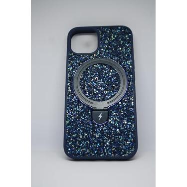 Imagem de Capa para iPhone com Glitter, Azul Marinho, Design Brilhante com Suporte Magnético, Proteção Premium para Smartphone